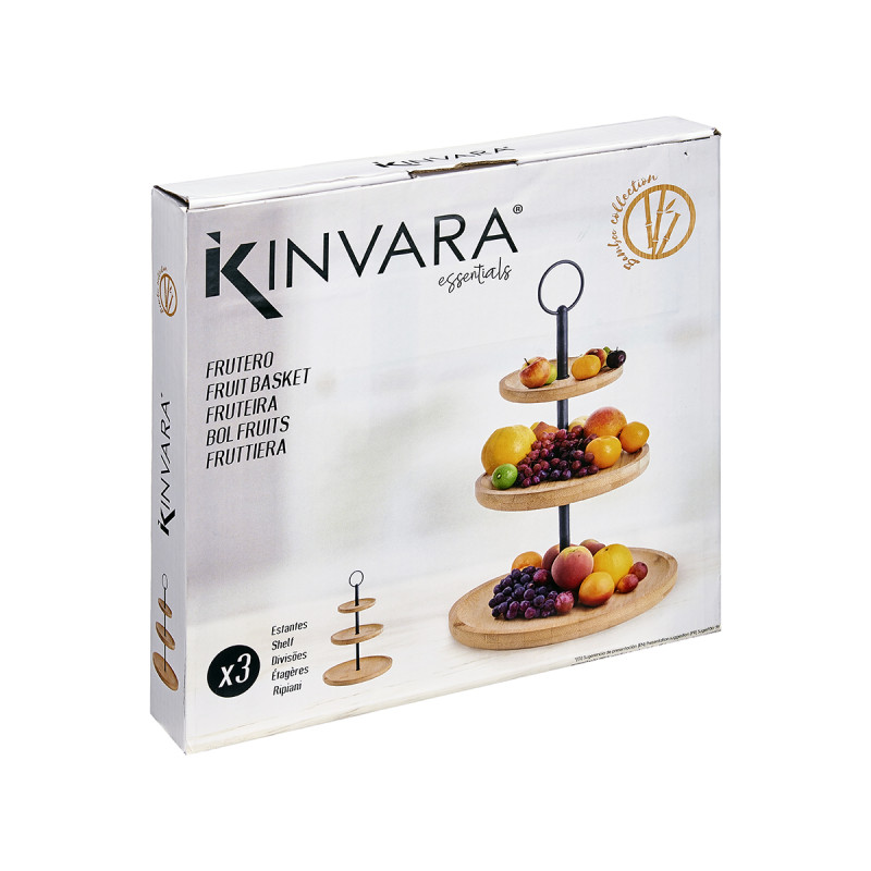 PORTAFRUTTA BAMBÙ 3 LIVELLI METALLO