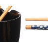 BOL ASIATIQUE EN PORCELAINE NOIR BÂTON DE BAMBOU 