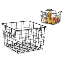 BASKET WITH HANDLE IN MATT BLACK STEEL