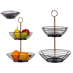 FRUTEIRA DOIS PISOS AÇO PRETO C/ASA EM COBRE 