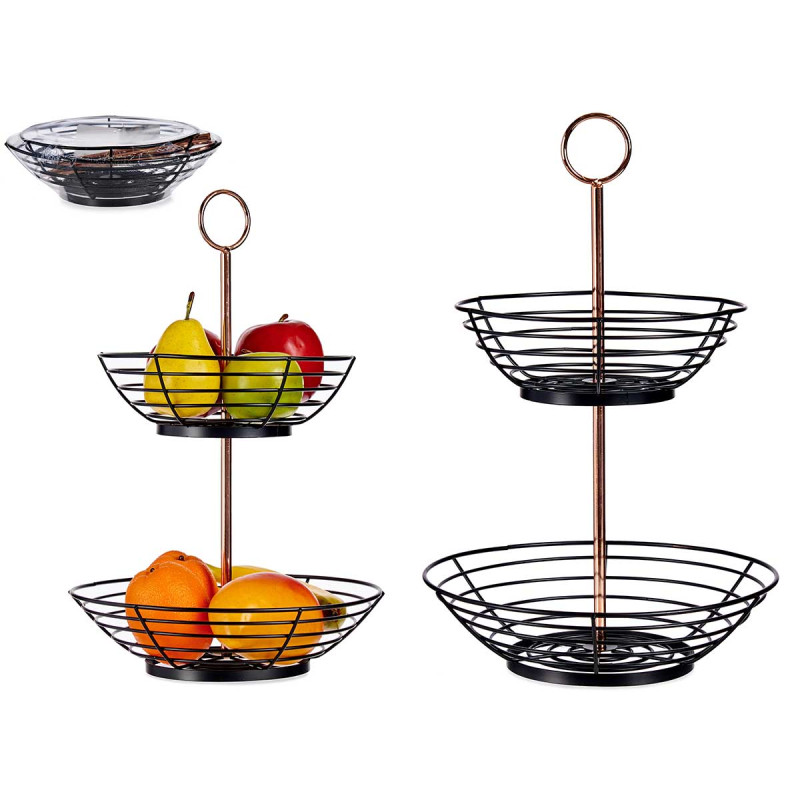 PORTE FRUITS DEUX ETAGES ACIER NOIR AVEC