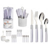SET 16 COPERTI ACCIAIO INOSSIDABILE MANGO BIANCO