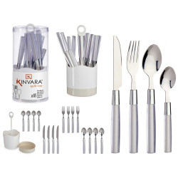 SET 16 COPERTI ACCIAIO INOSSIDABILE MANGO GRIGIO