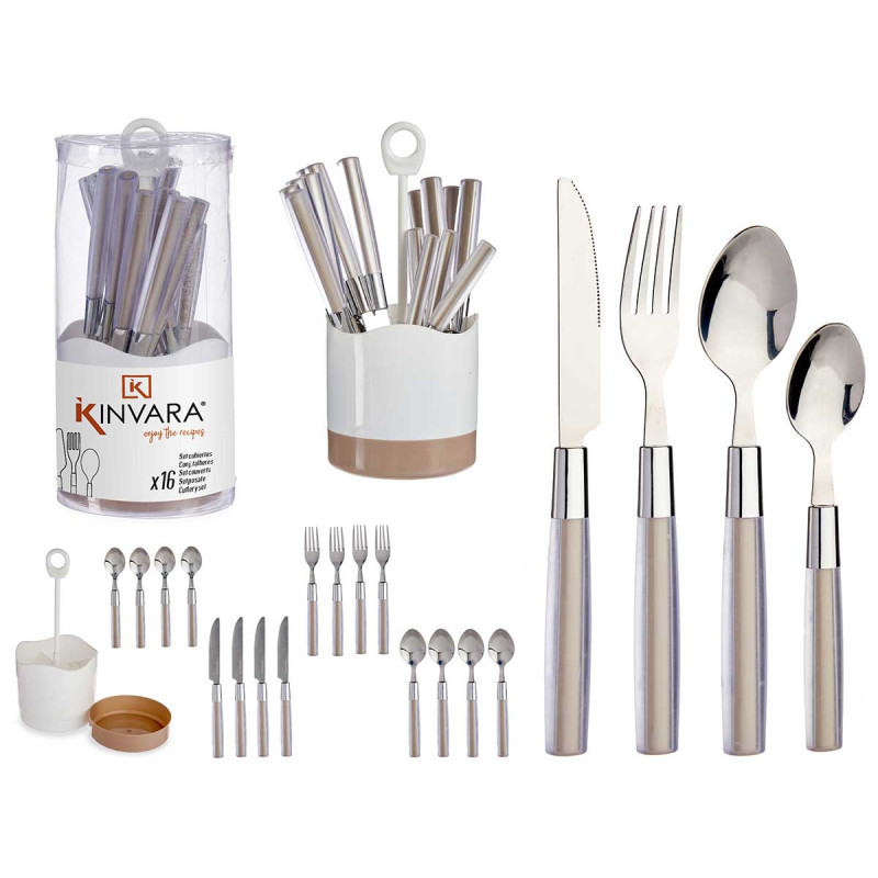 SET16 COPERTI ACCIAIO INOSSIDAB MANGO MARR SCURO
