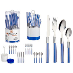 SET 16 COPERTI ACCIAIO INOSSIDABILE MANICO BLU OSC