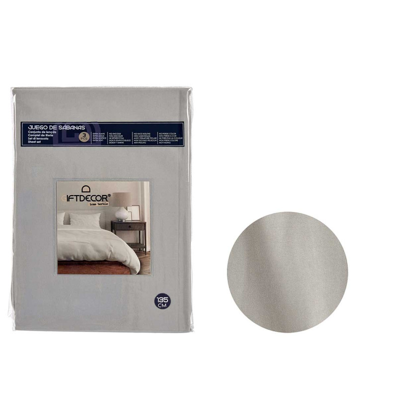 CONJ 3 LENÇOIS 135CM CINZENTO