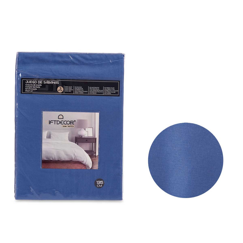 SET 3 SABANAS 135CM COLOR AZUL