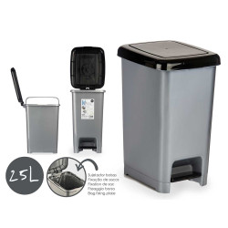 BALDE DO LIXO PLÁSTICO 25L RECICLAGEM PEDAL PRETO