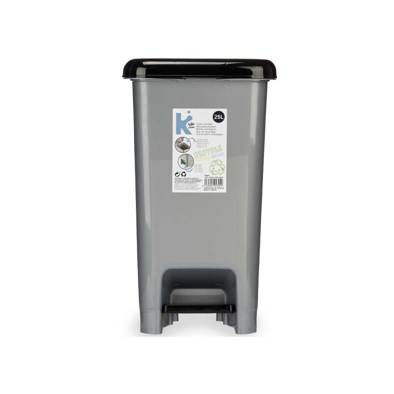 BALDE DO LIXO PLÁSTICO 25L RECICLAGEM PEDAL PRETO