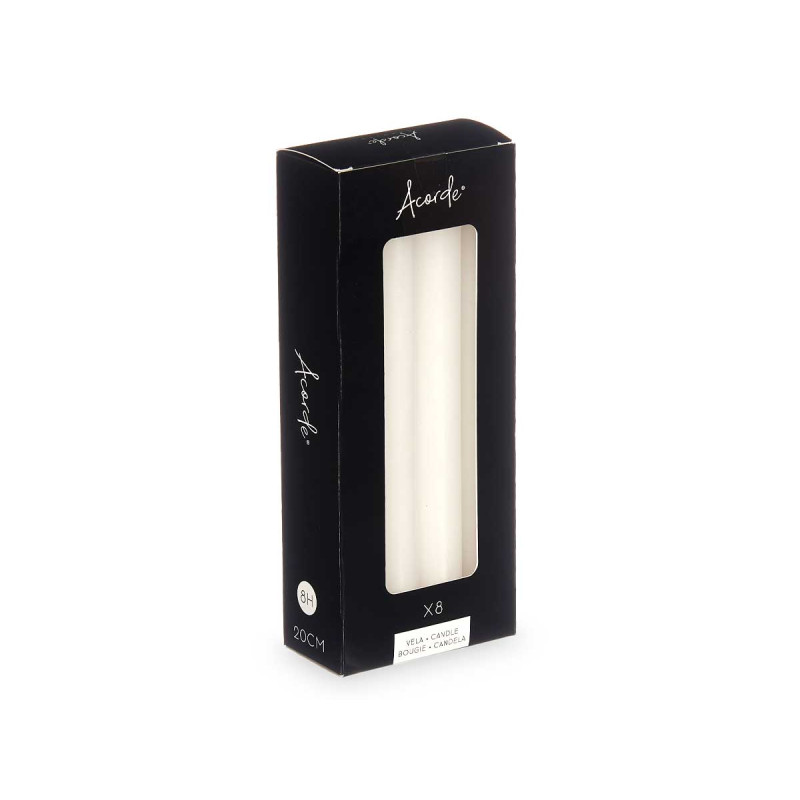 SET 8 BOUGIES  BLANC 20 CM 8 HEURES