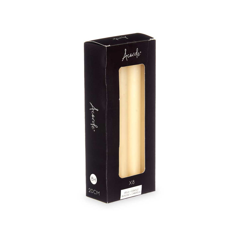 CONJ 8 VELAS BEGES 20 CM 8 HORAS