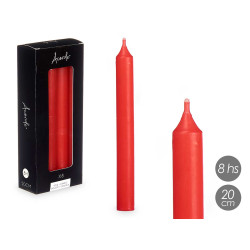 CONJ 8 VELAS VERMELHAS 20 CM 8 HORAS