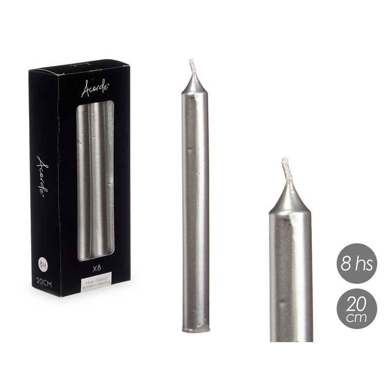 SET 8 CERI ARGENTO 20 CM 8 ORE