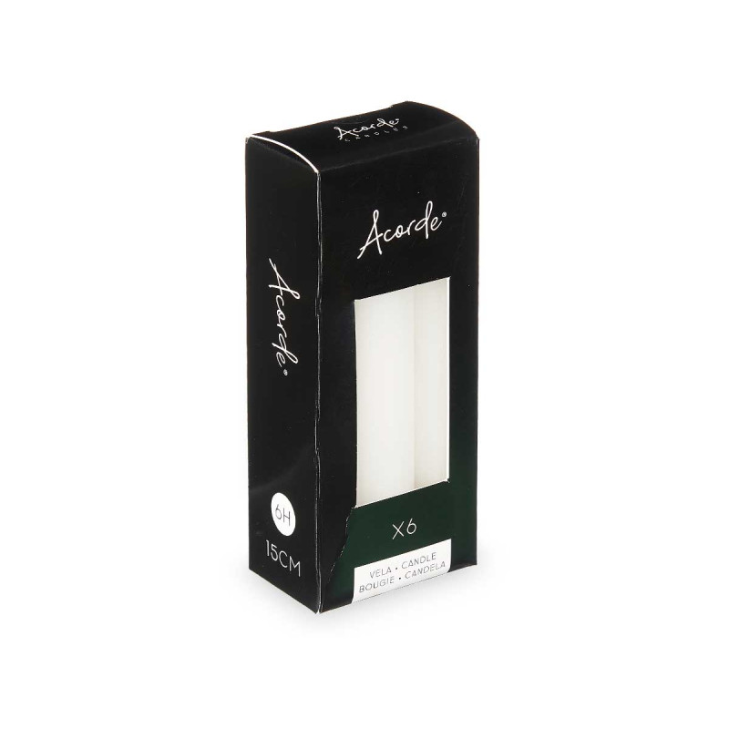 SET 6 BOUGIES  BLANC 15 CM 6 HEURES