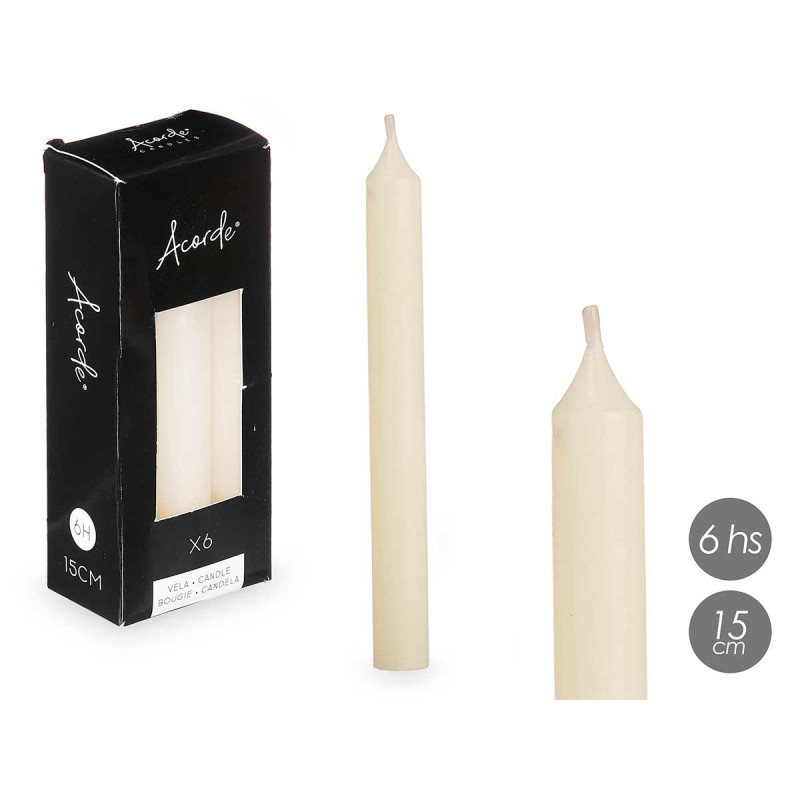 SET 6 CIRIOS CREMA 15 CM 6 HORAS