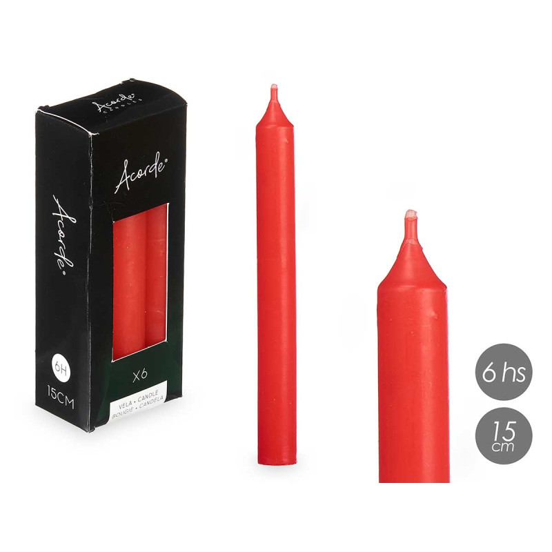 CONJ 8 VELAS VERMELHAS 15 CM 6 HORAS