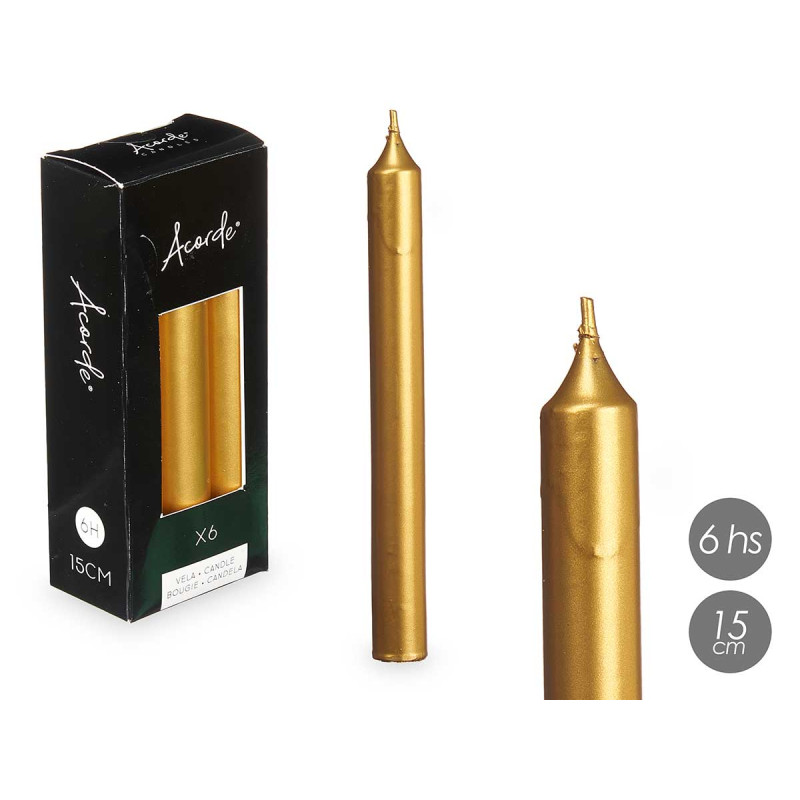 CONJ 8 VELAS DOURADAS 15 CM 6 HORAS