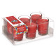 SET 6 CANDLES CRYSTAL GLASS RED BERRIES 