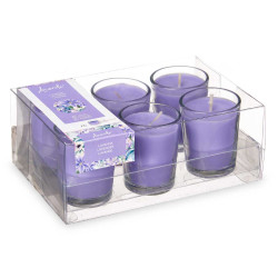 CONJ 6 VELAS COPO VIDRO LAVANDA