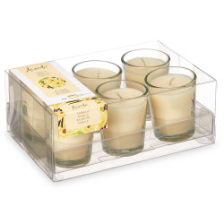 SET 6 VELAS VASO VIDRIO VAINILLA