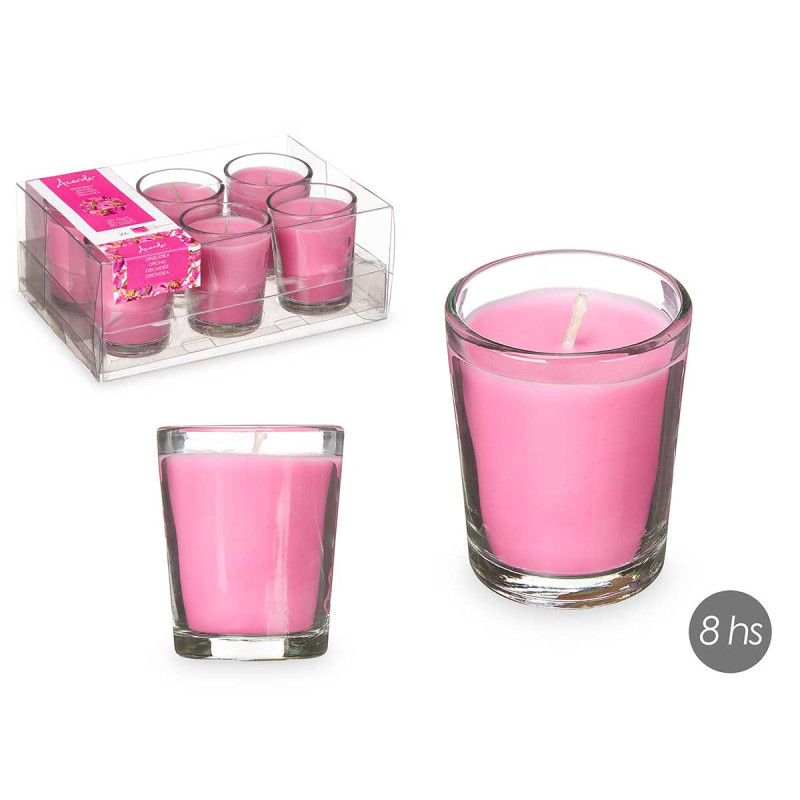 SET 6 VELAS VASO VIDRIO ORQUIDEA