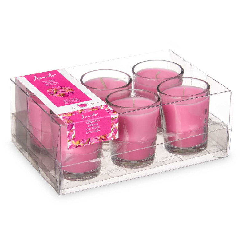 SET 6 CANDELE BICCHIERE VETRO ORCHIDEA