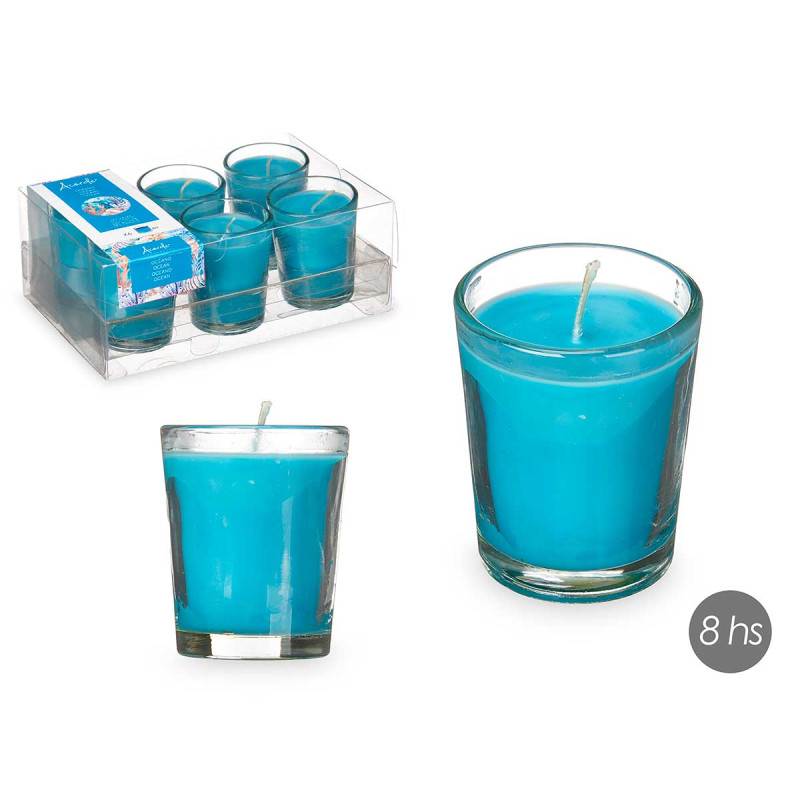 CONJ 6 VELAS COPO VIDRO OCEANO
