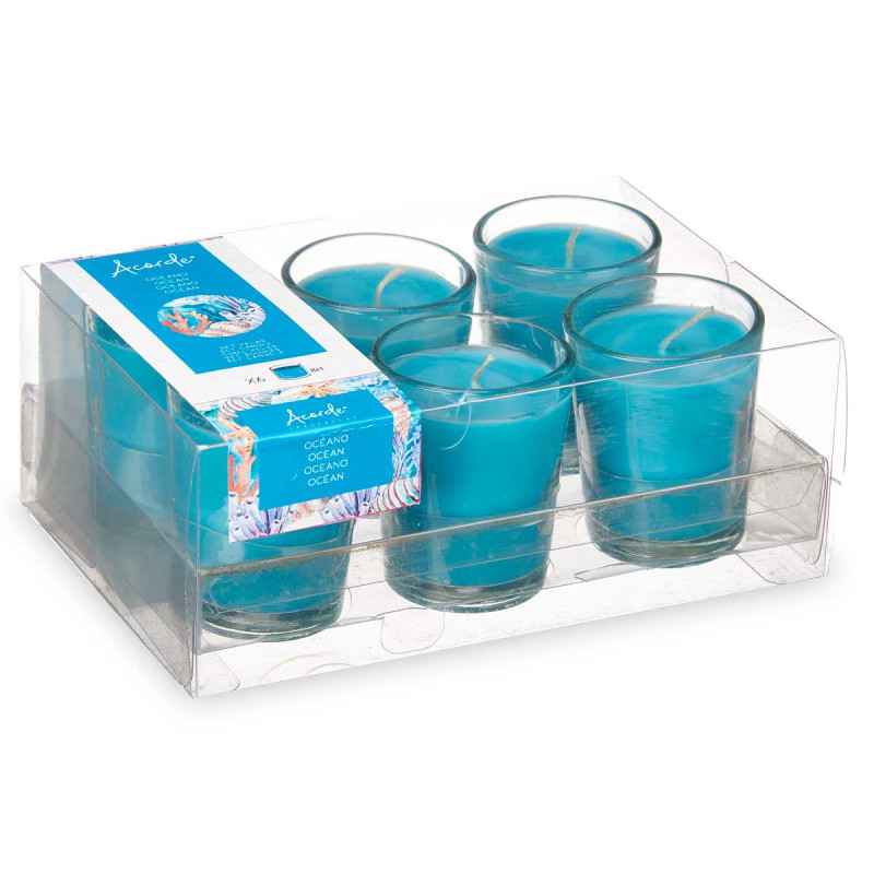 CONJ 6 VELAS COPO VIDRO OCEANO