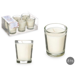 SET 6 VELAS VASO VIDRIO ALGODON