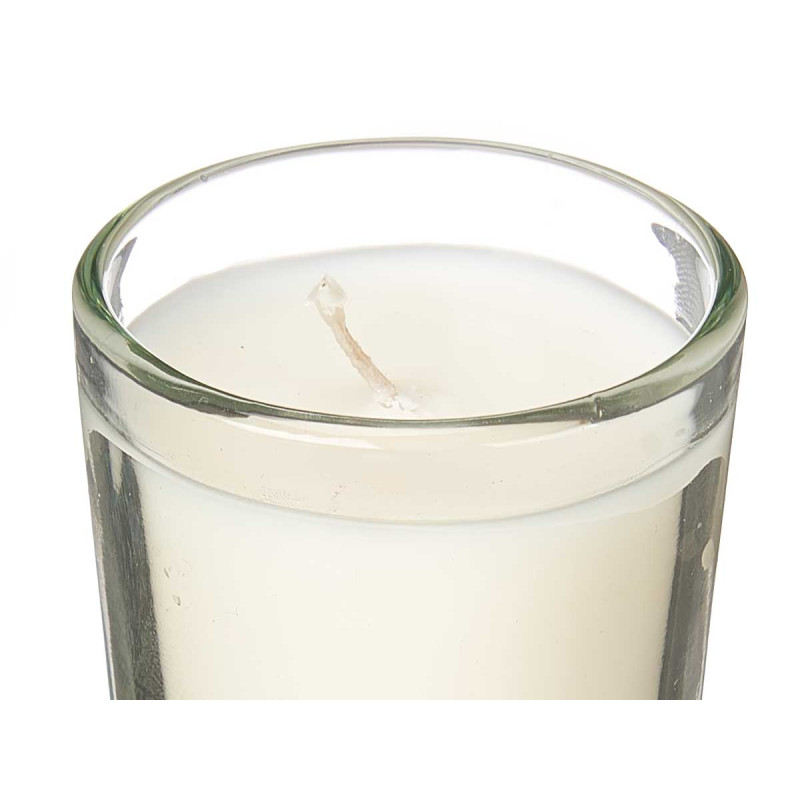 SET 6 VELAS VASO VIDRIO ALGODON