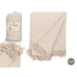 COVER MULTI-USE POMPON NATURAL 180X220CM