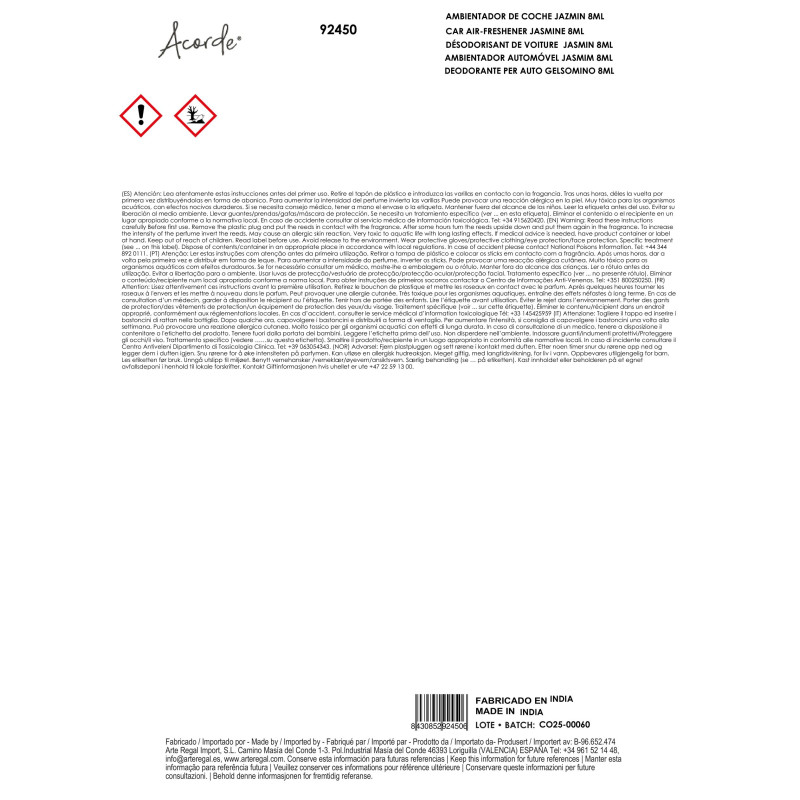 AMBIENTADOR DE COCHE JAZMIN 8ML