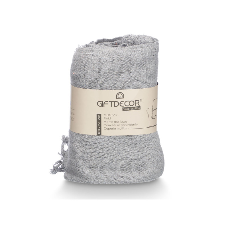 MULTIUSOS POMPON GRIS 180X220CM