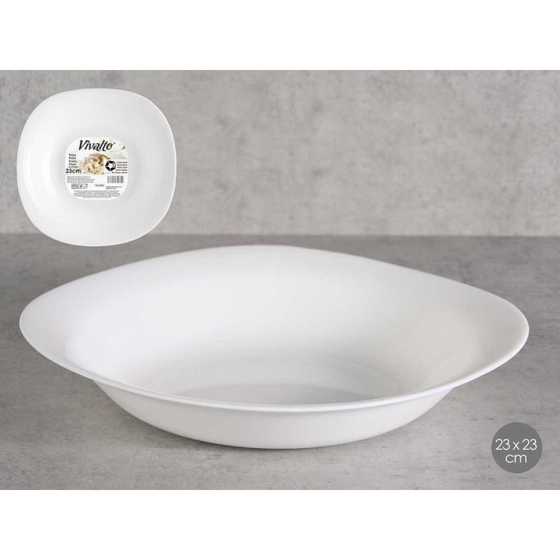 SQUARED SOUP PLATE OPAL 23CM