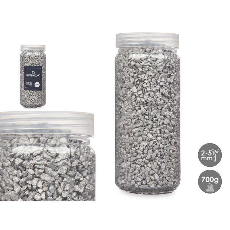BARATTOLO PIETRA 2 5 MM METALLIZZATO 700G ARGENTO