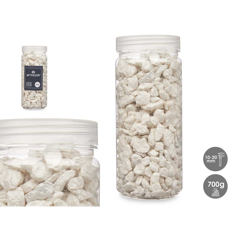 10 20 MM METALLIZED STONE JAR 700G WHITE