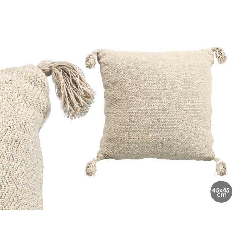 PILLOW POMPON NATURAL 45X45CM  