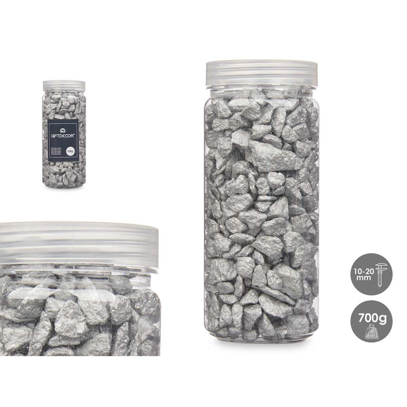 BARATTOLO PIETRA 10 20 MM METALLIZ 700G ARGENTO