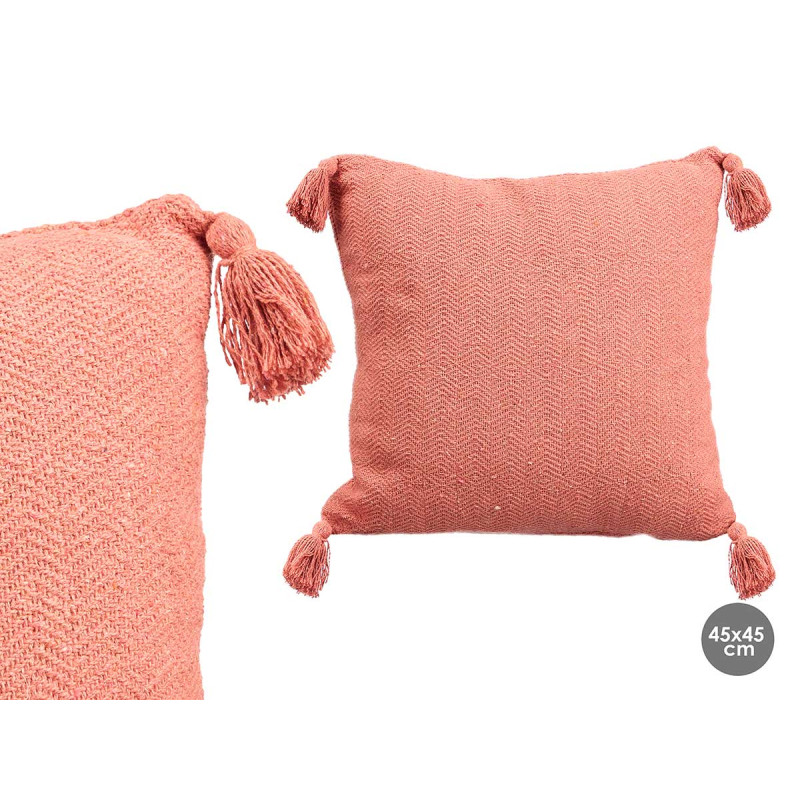 COUSSIN POMPON BRIQUE 45X45CM