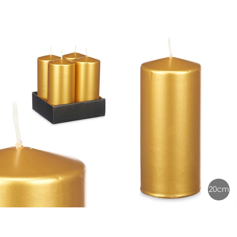 WIDE PILLAR CANDLE GOLD 8CM 