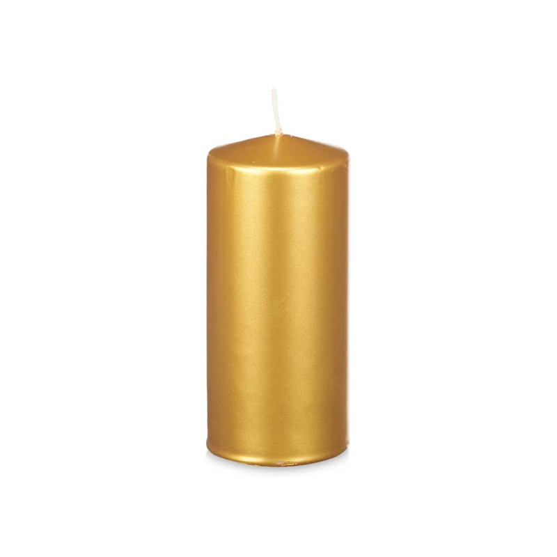 WIDE PILLAR CANDLE GOLD 8CM 