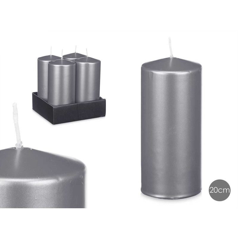 BOUGIE BLOC LARGE ARGENT 20CM