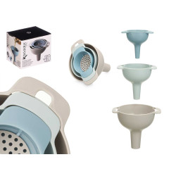 SET 3 PLASTIC FUNNELS WITH FILTER