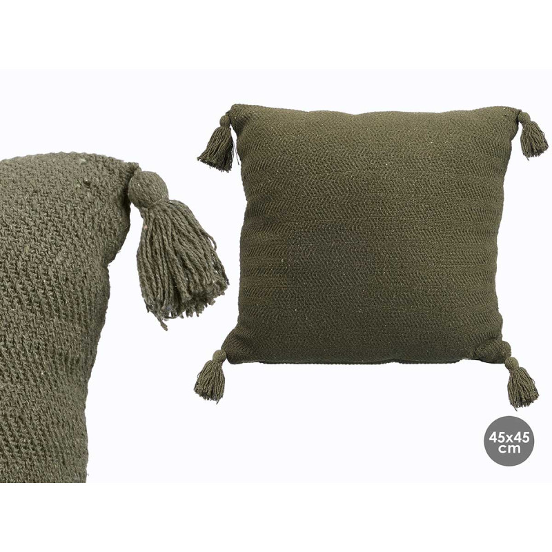 CUSCINO POMPON VERDE 45X45CM