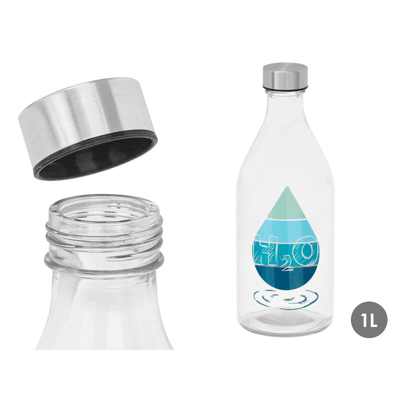 BOUTEILLE AVEC BOUCHON EN ACIER H2O  1000ML