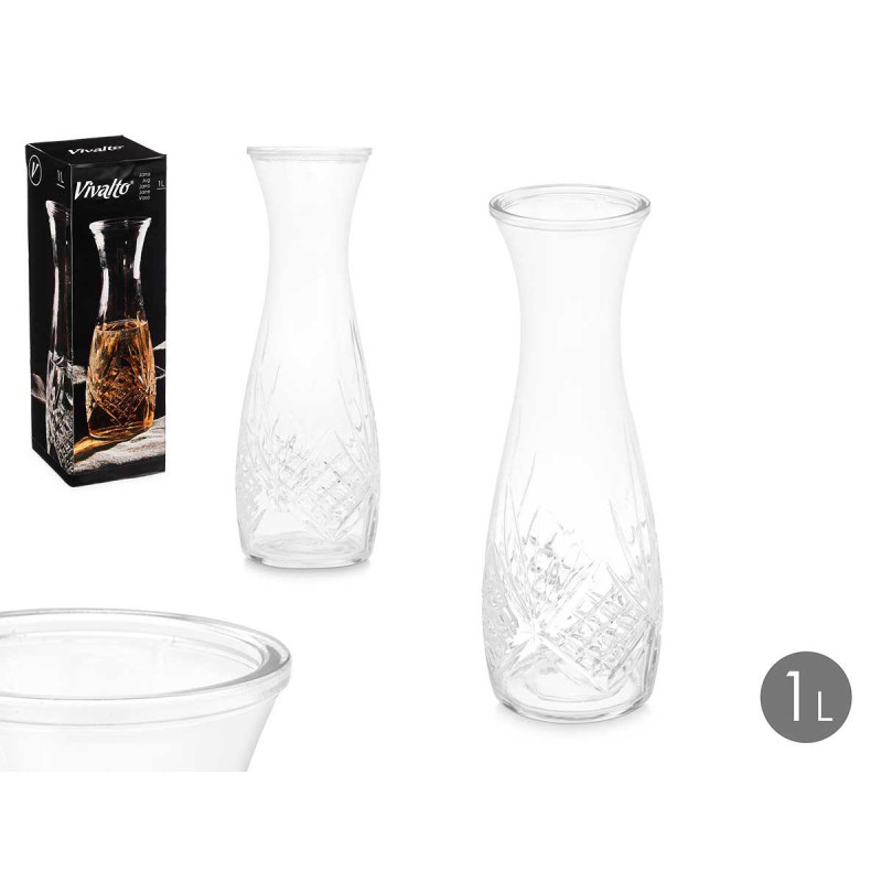CARAFE SCULPTÉE LOSANGES SANS POIGNÉE 1000ML