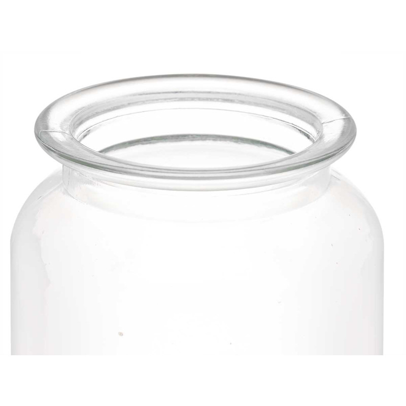 FRASCO REDONDO DE VIDRO LISO TAMPA DE VIDRO 600ML