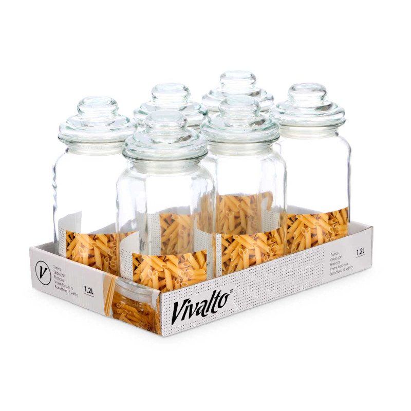 FRASCO REDONDO DE VIDRO LISO TAMPA DE VIDRO 1200ML