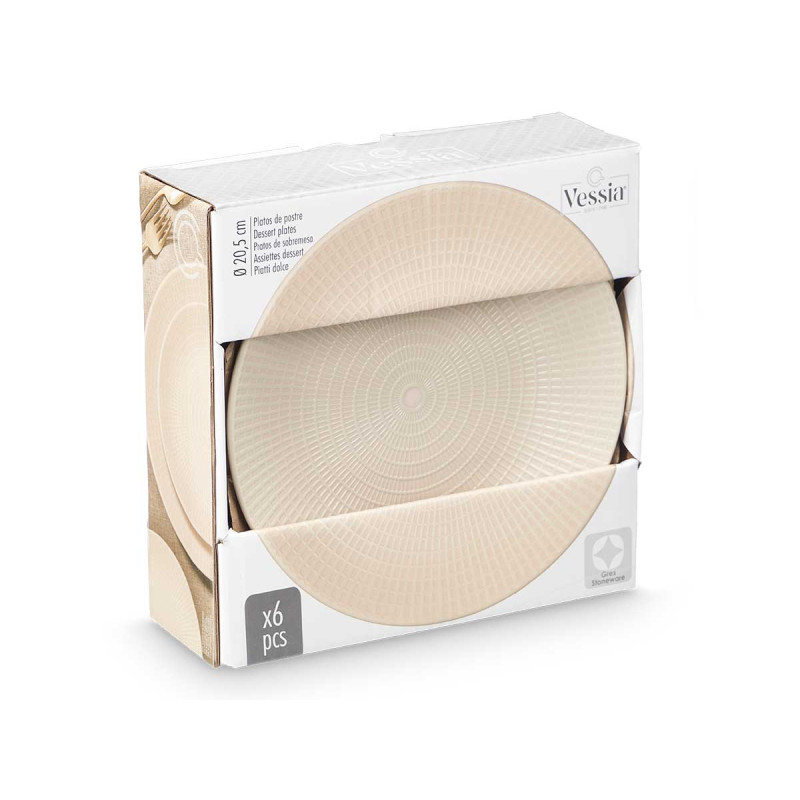 PIATTO DOLCE 20,5CM INCISO BEIGE 