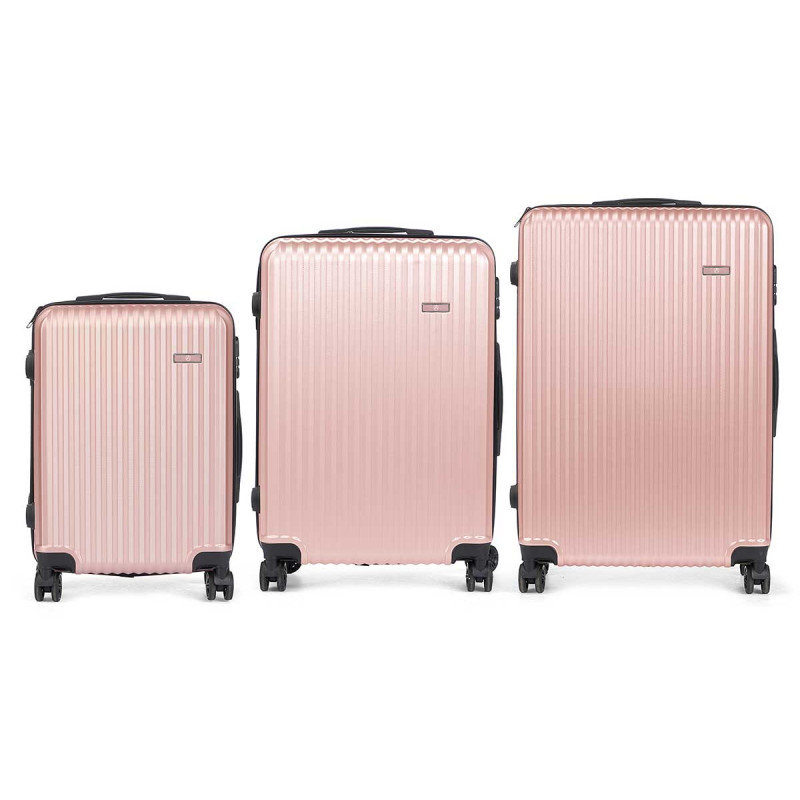 SET 3 VALIGIA NASTRO ABS ROSA